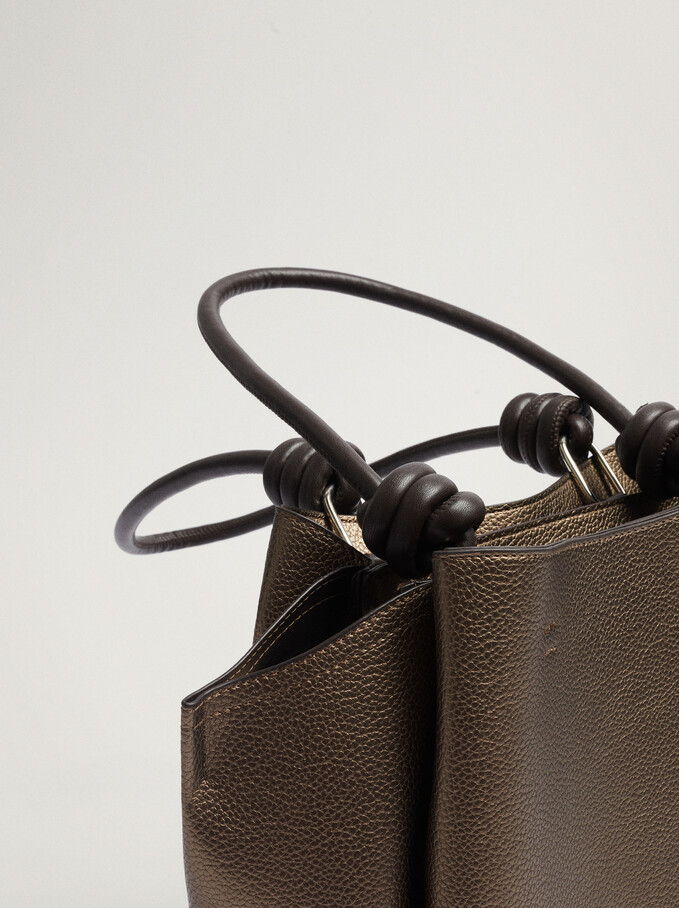 Shoulder Bag With Knotted Handle, Golden, hi-res
