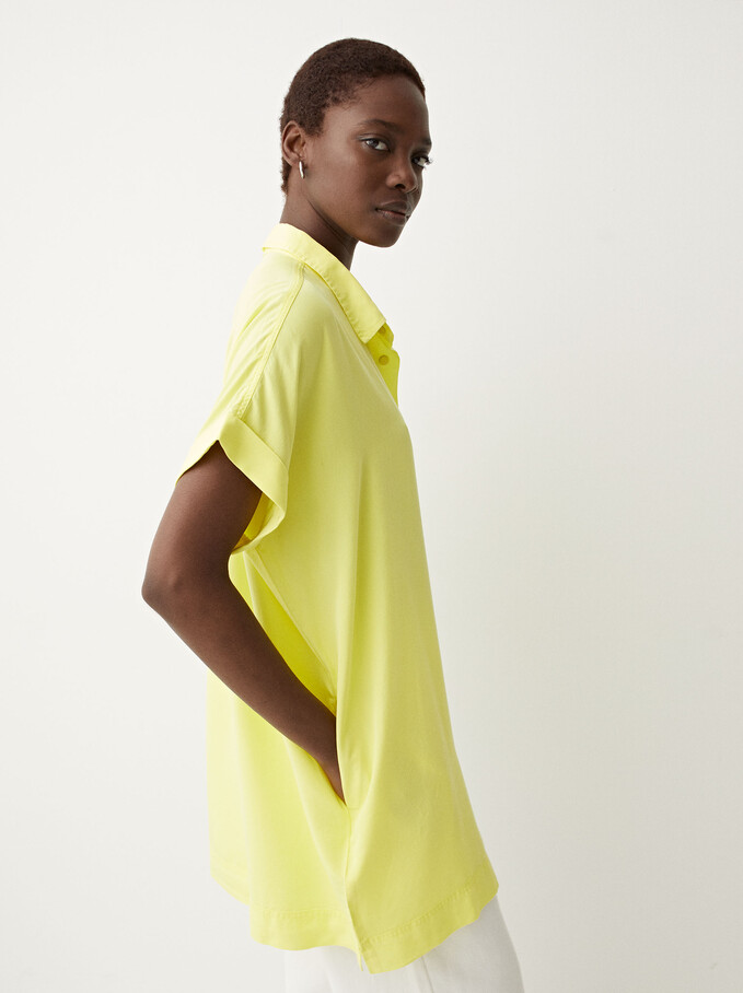 Lyocell Shirt Dress, Yellow, hi-res