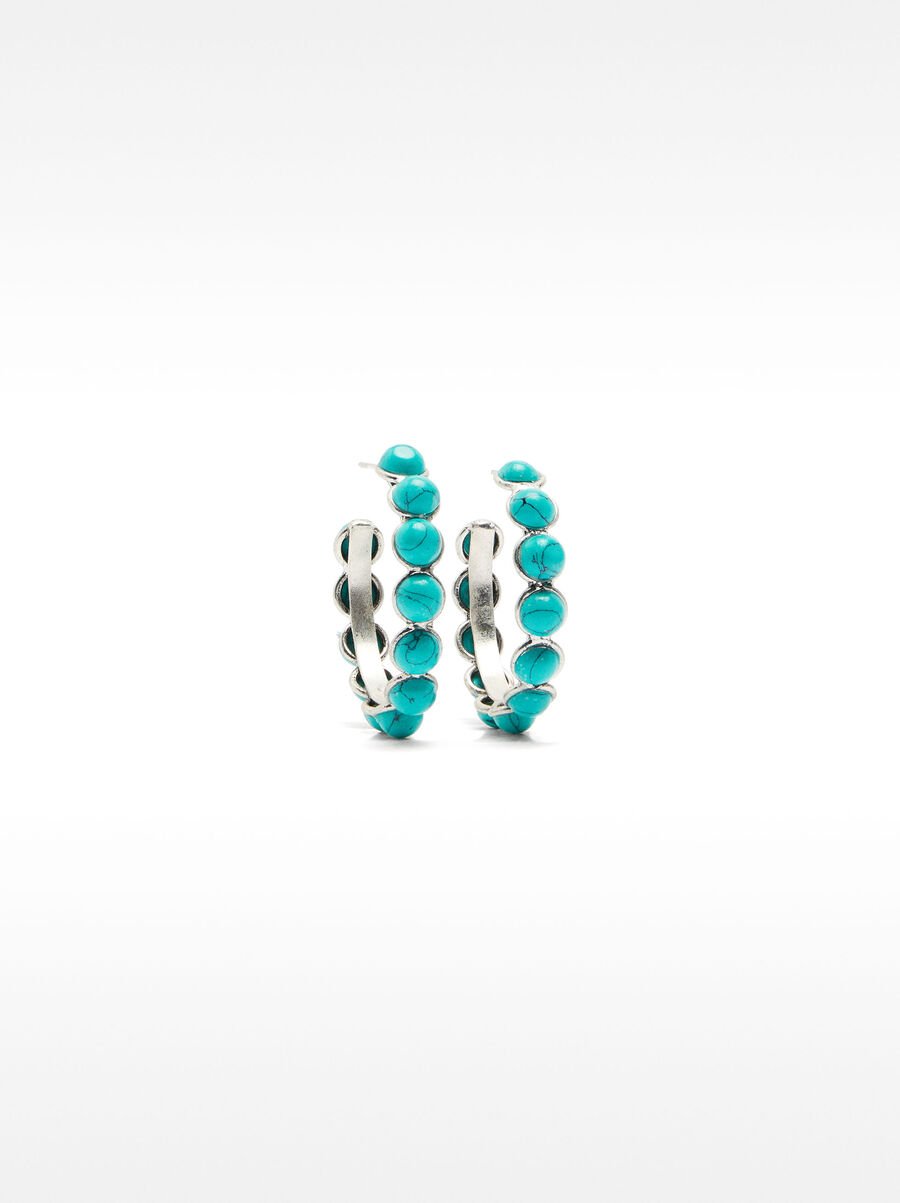 Open hoops earrings with stone