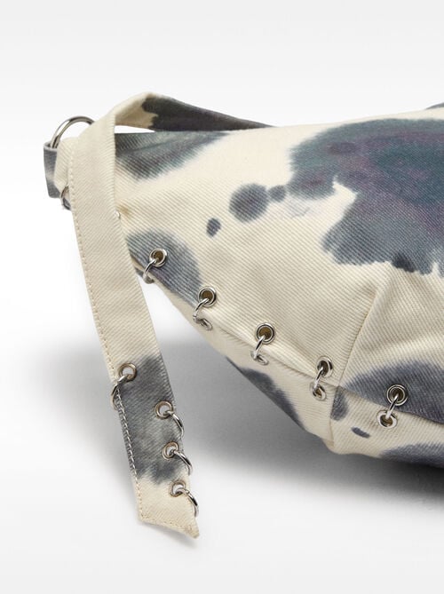 Shoulder bag with fabric watercolor effect