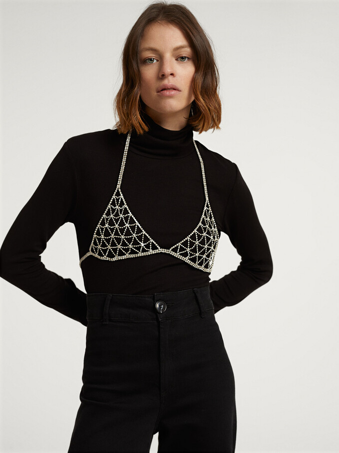 Limited Edition Triangle Crop Top, Silver, hi-res