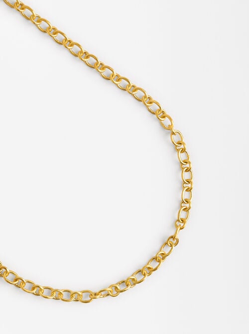 Collar de eslabones con aro baño de oro 18k
