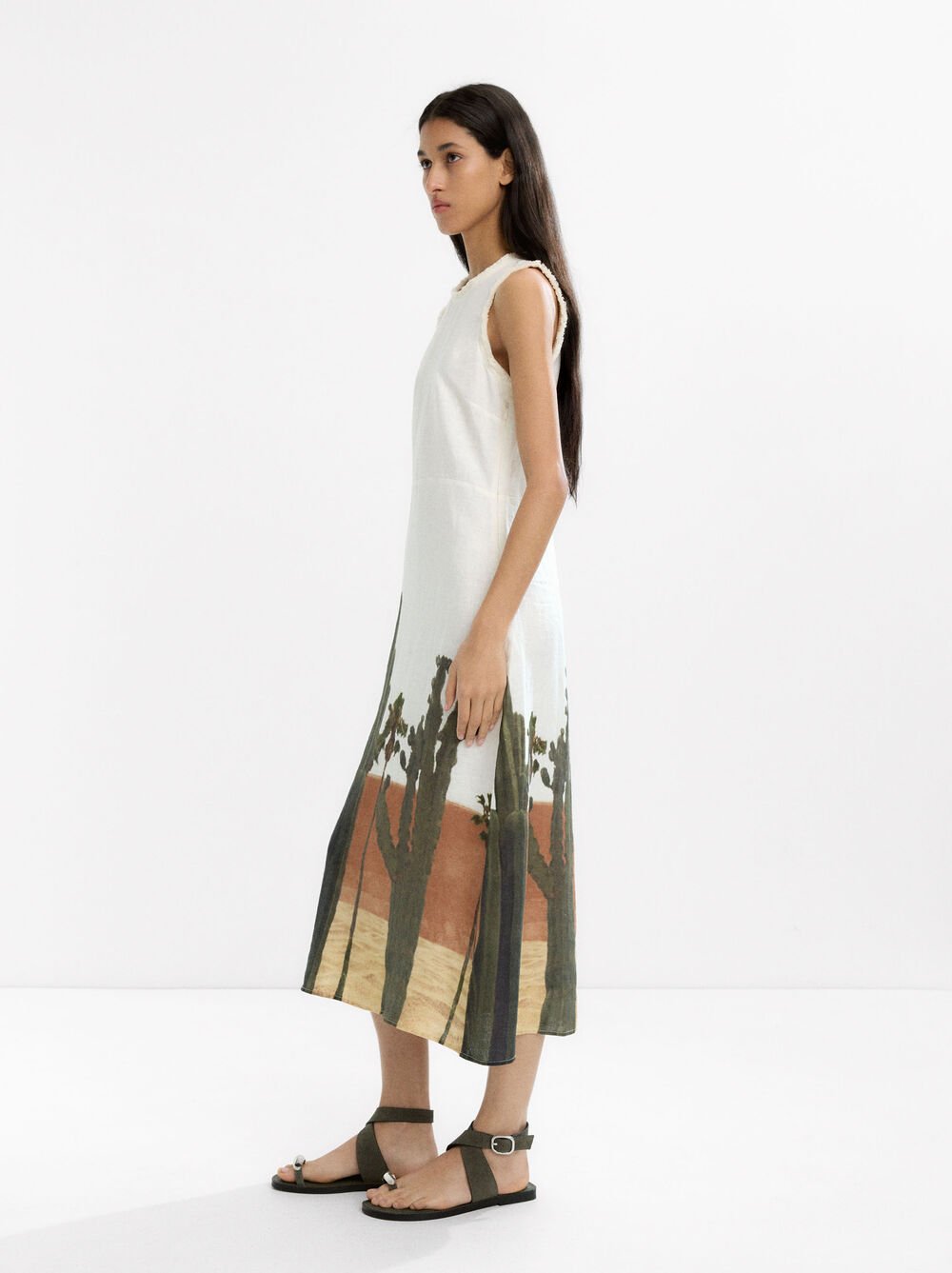100% linen dress with print