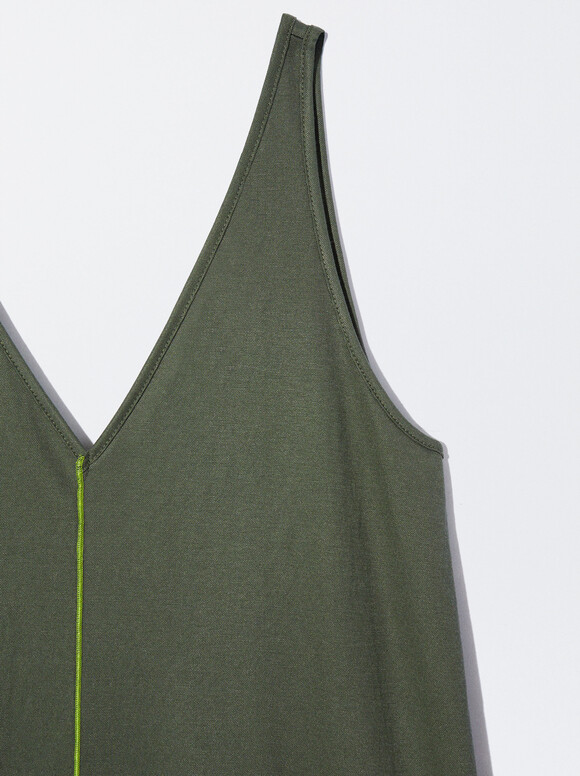 Loose-Fitting Midi Dress, Green, hi-res