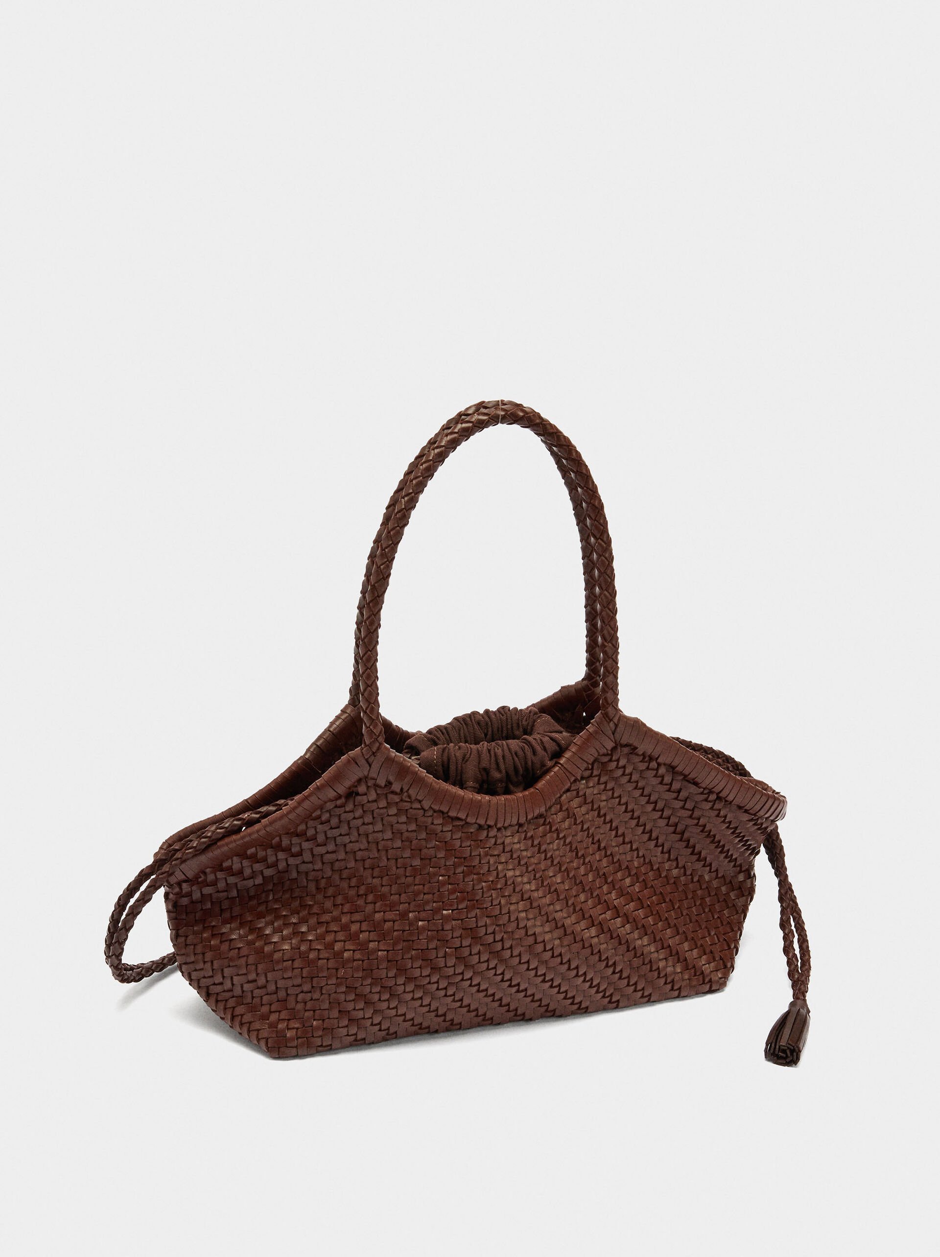 Tote bag with braided leather image number 4.0
