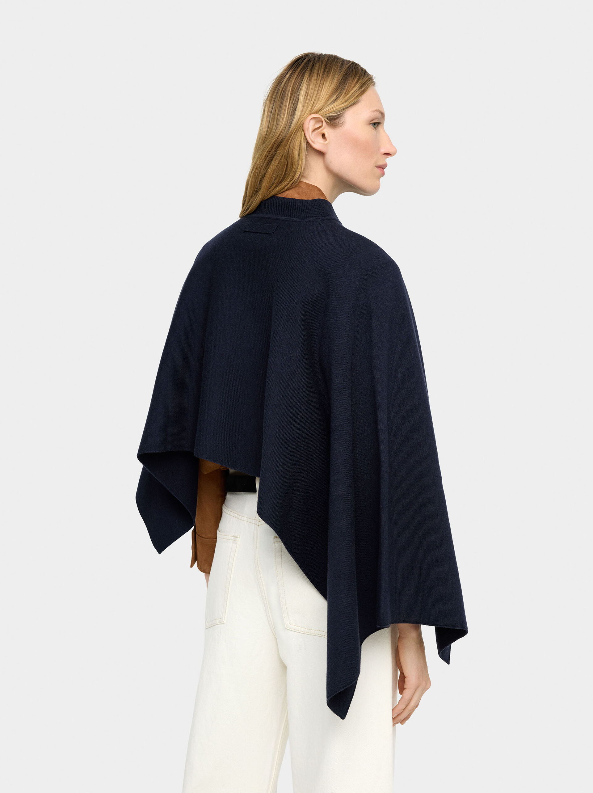 Asymmetric knit poncho image number 2.0