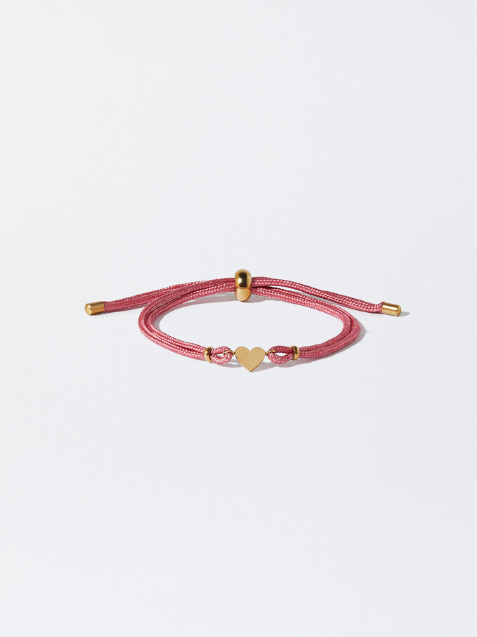 Steel Bracelet With Heart, Pink, hi-res