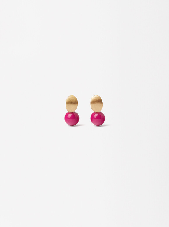 Short Circular Earrings, Fuchsia, hi-res