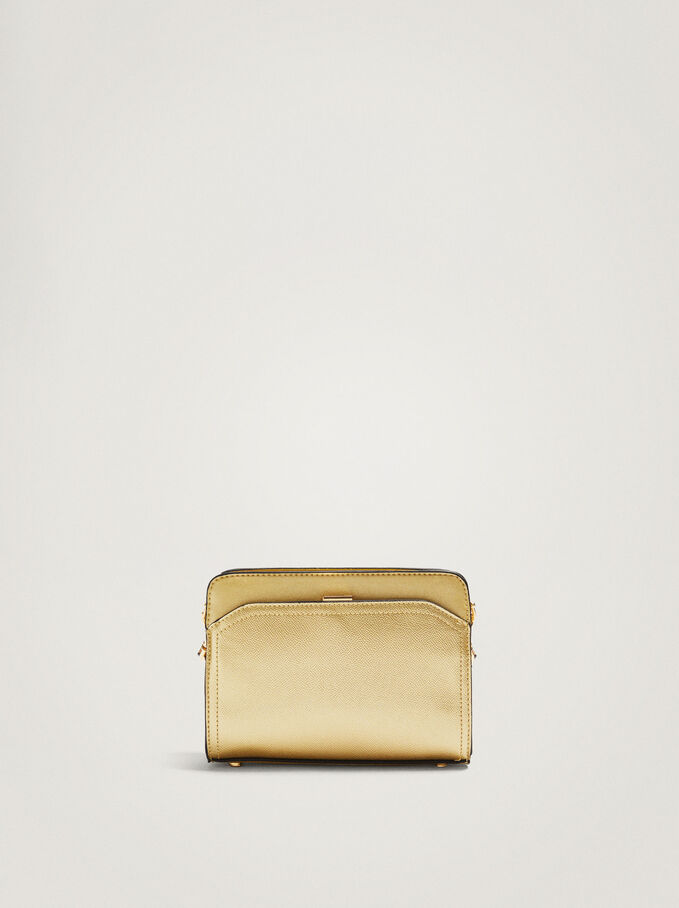 Metallic Crossbody Bag, Golden, hi-res