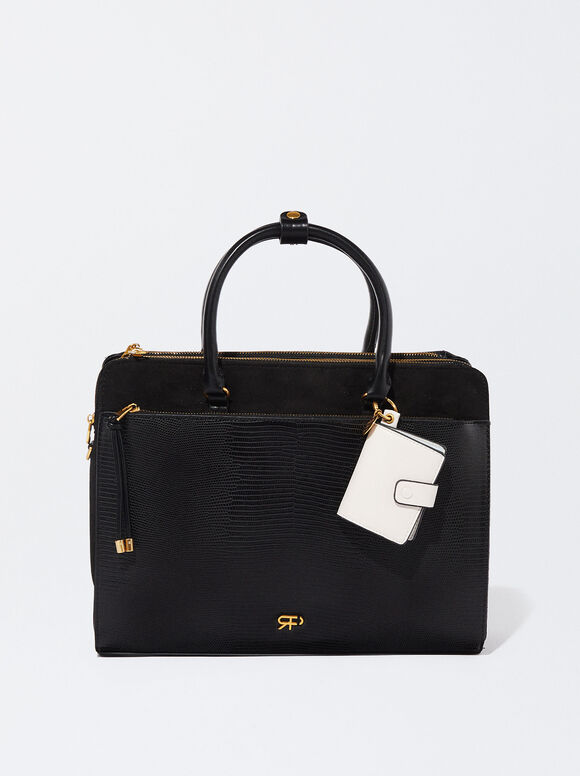 13” Laptop Bag With Card Holder, Black, hi-res