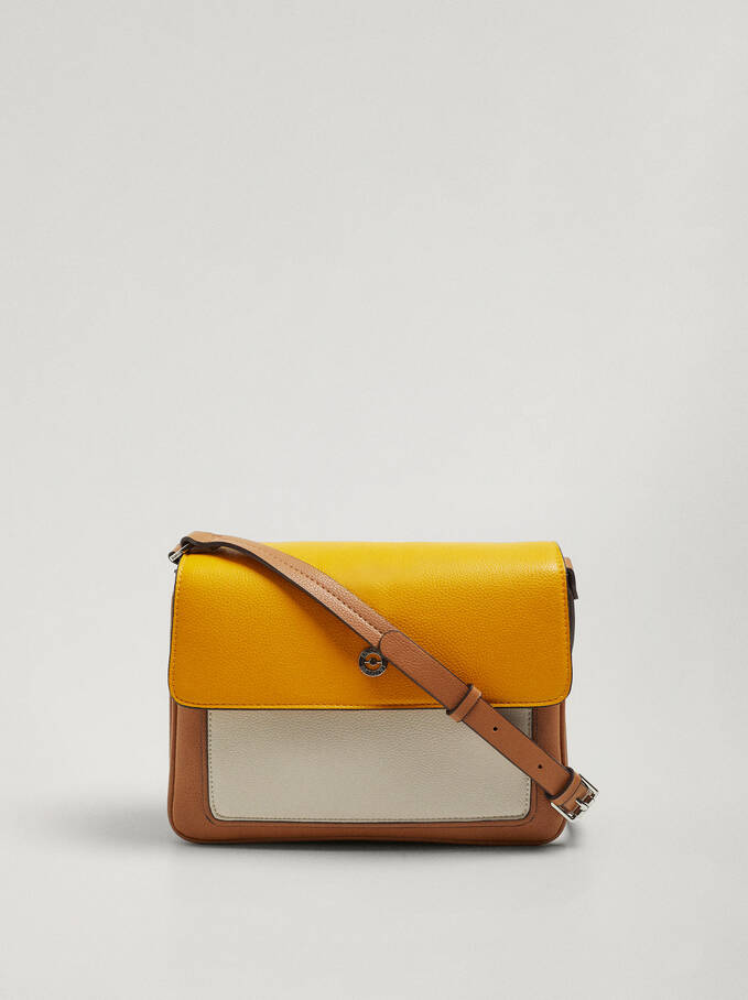 Crossbody Bag With Color Block, Yellow, hi-res