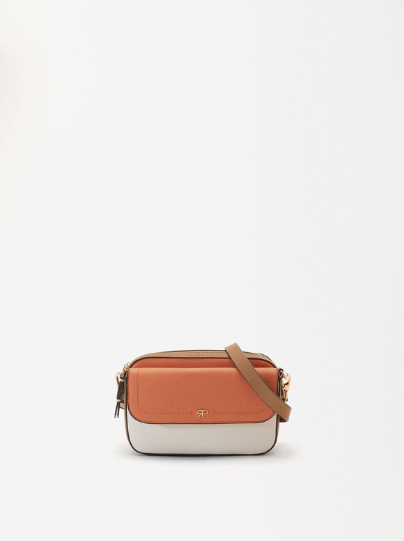 Crossbody Bag With Outer Pocket, Coral, hi-res