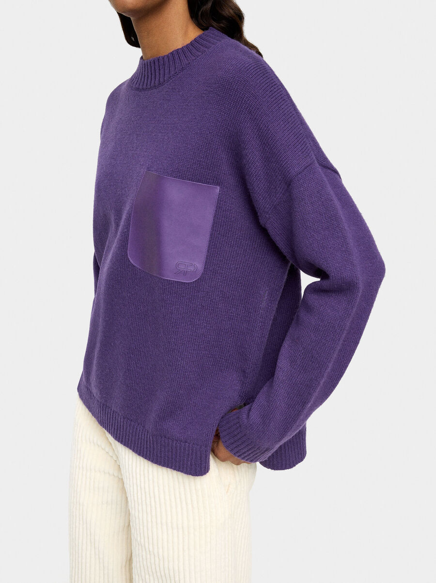Jersey de punto con bolsillo efecto piel