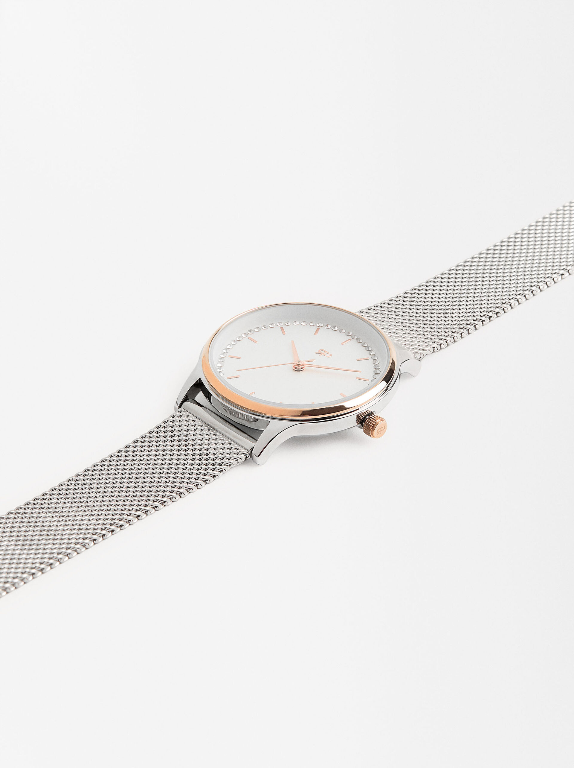 Watch with stainless steel mesh strap image number 2.0