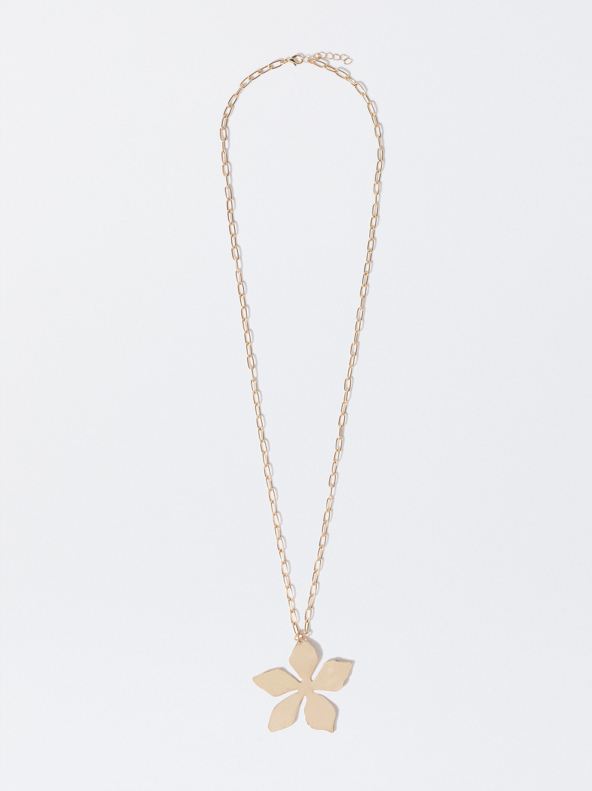 Long Flower Necklace Golden Parfois