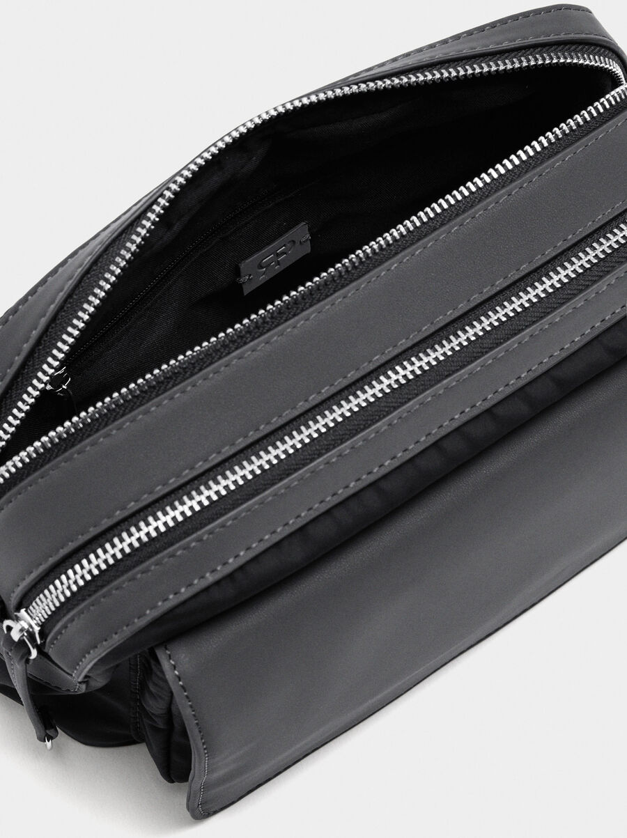 Nylon crossbody bag with flap