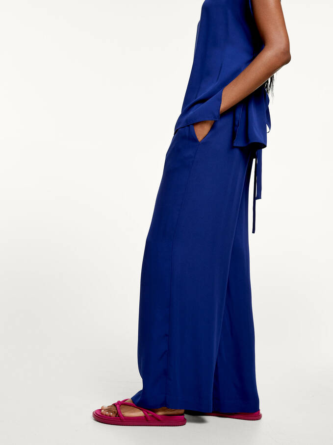 Loose-Fitting Wide-Leg Trousers, Blue, hi-res