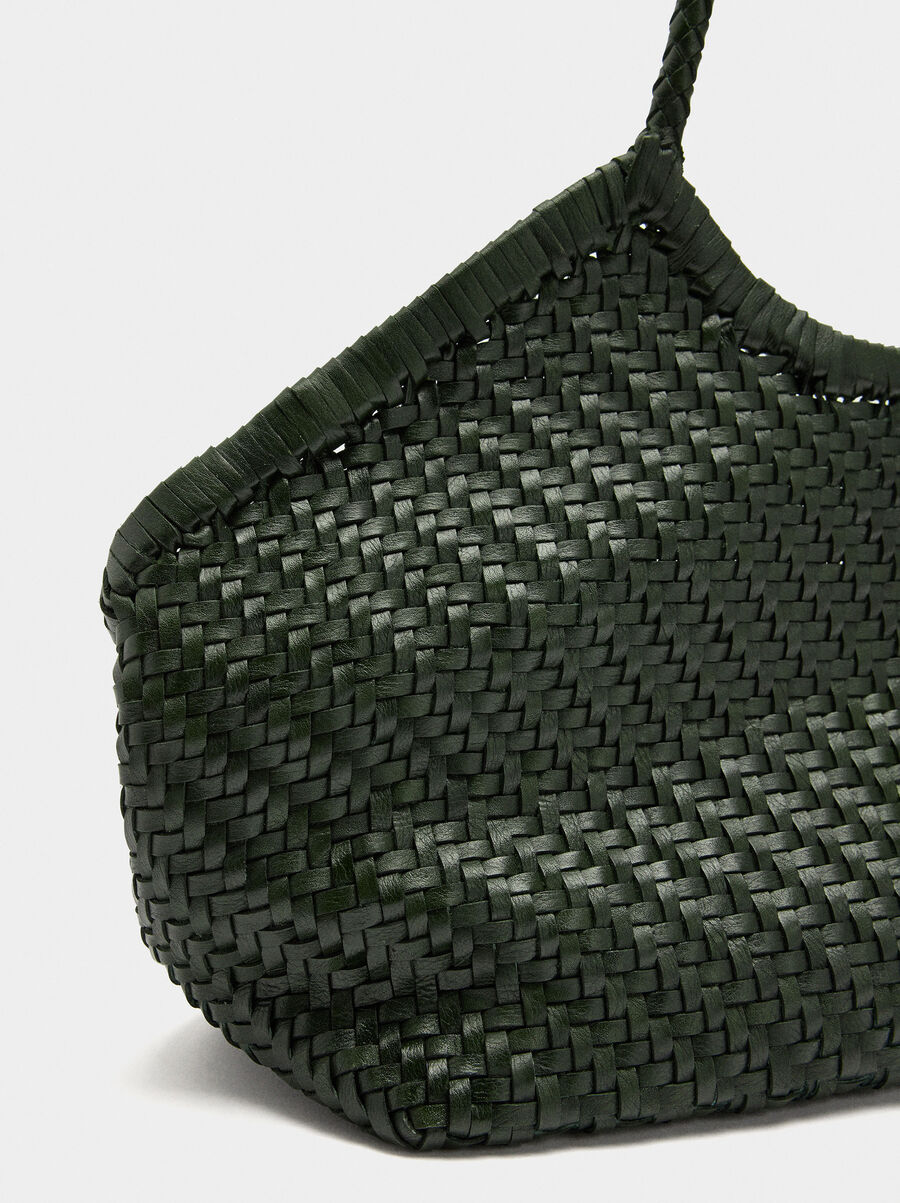 Woven leather shopper bag