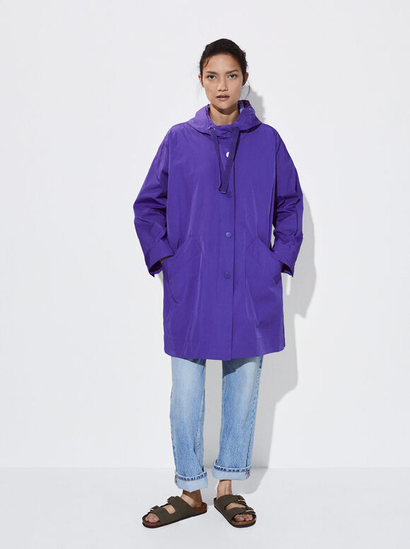 Parka With Pockets And Hood, Purple, hi-res