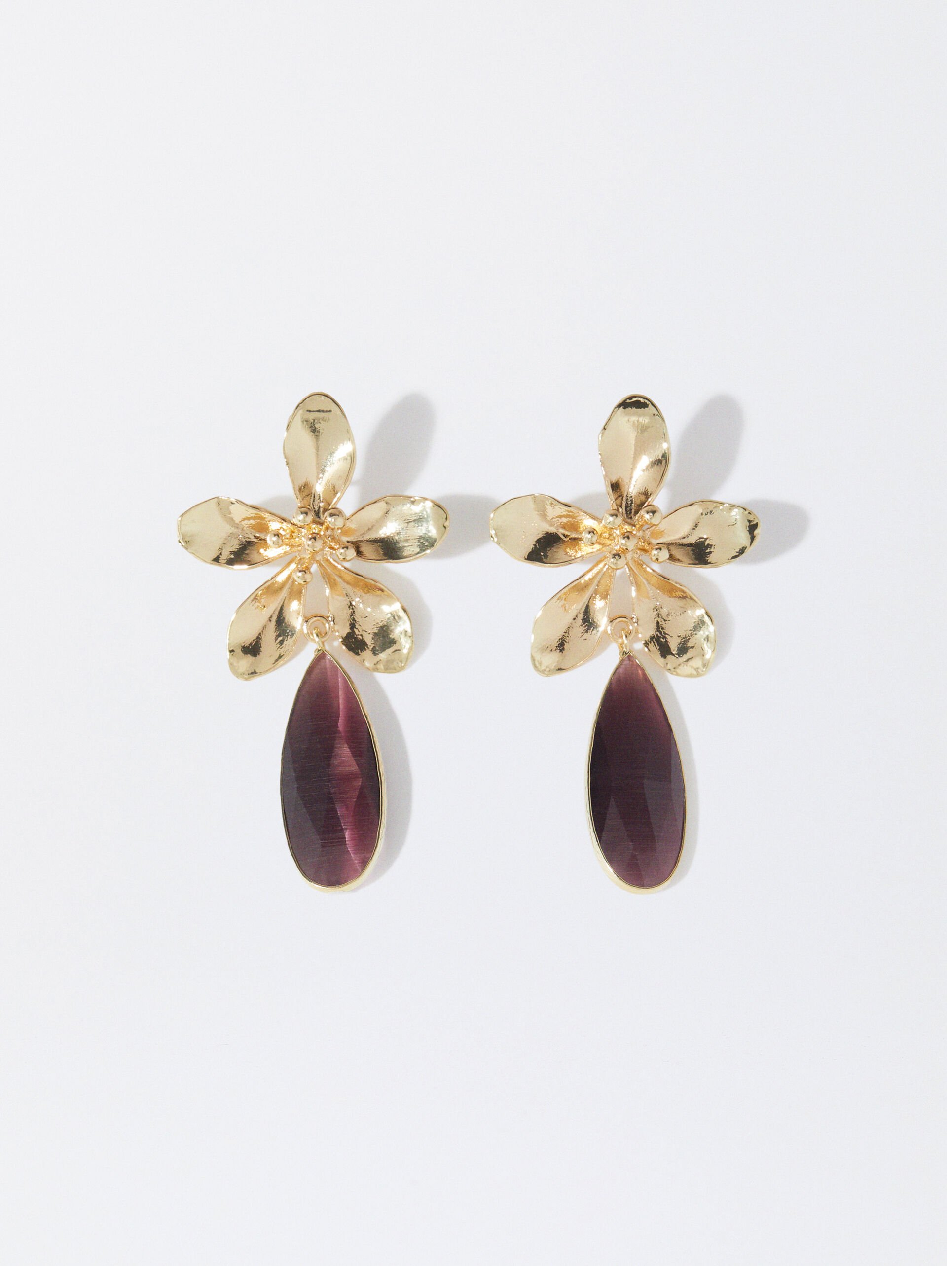 Flower Earrings With Stone image number 1.0