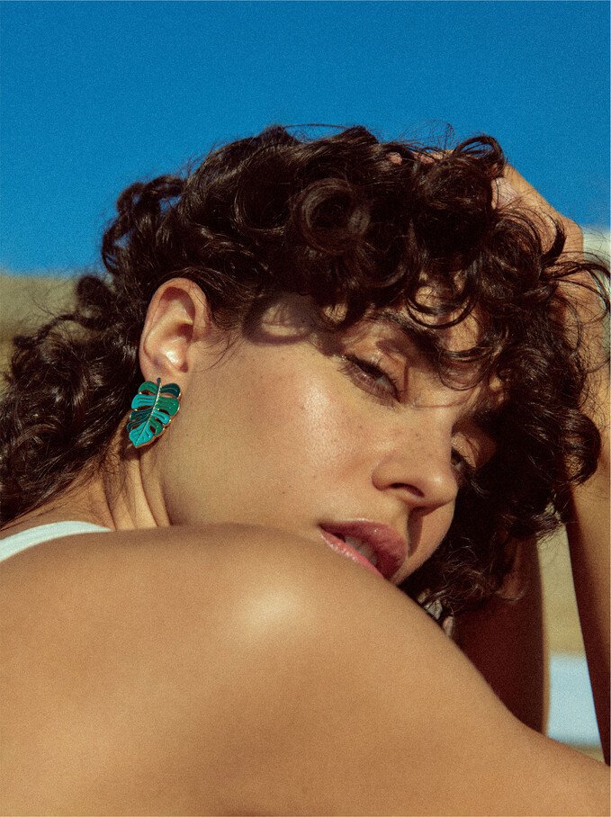 Boucles D’Oreilles Avec Feuille, Multicolore, hi-res