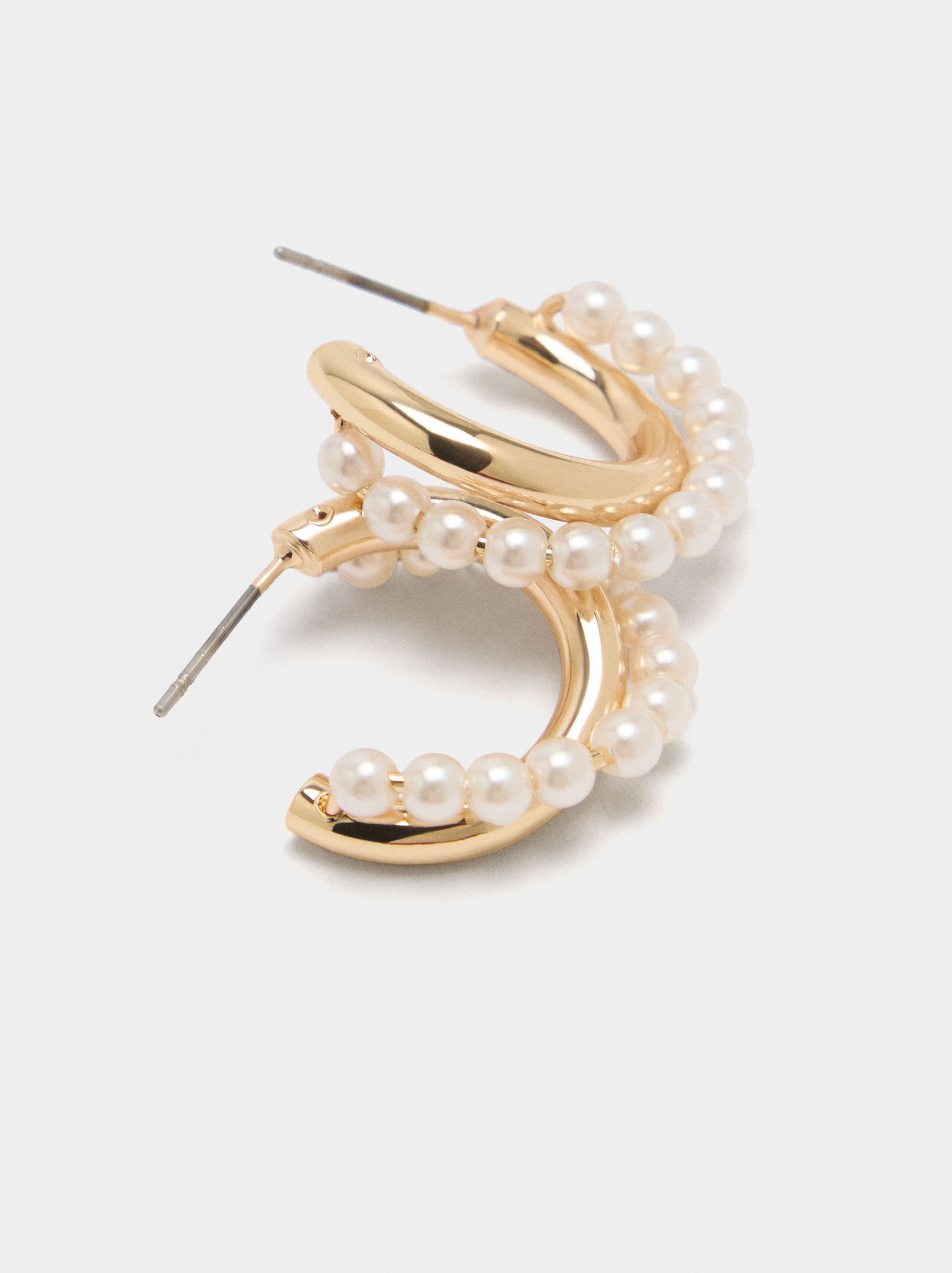 Open hoop earrings with pearls image number 1.0