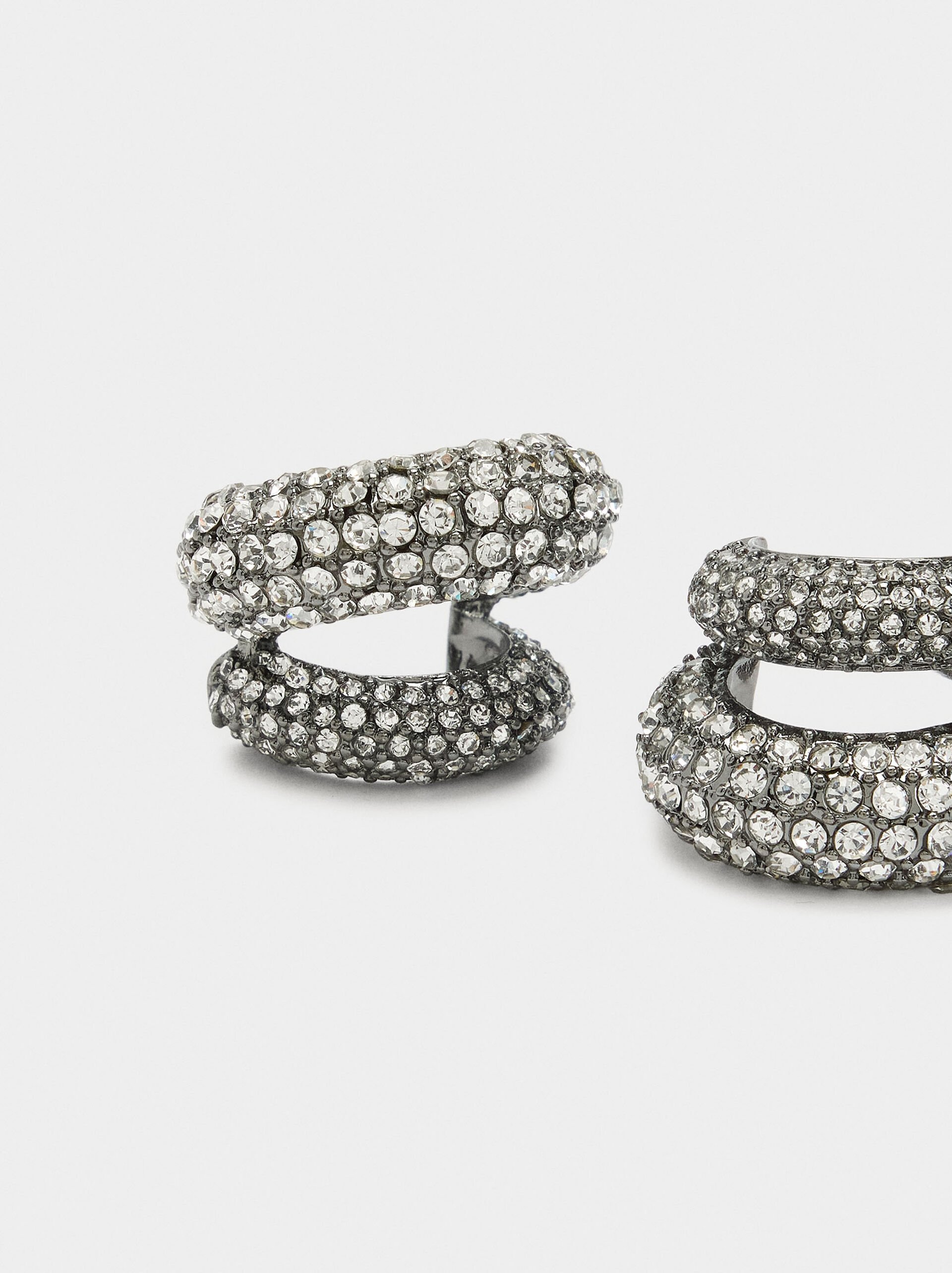 Orecchini a cerchio aperti effetto doppio con cristalli image number 2.0