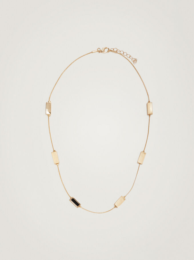 Necklace With Metal Pieces, Black, hi-res