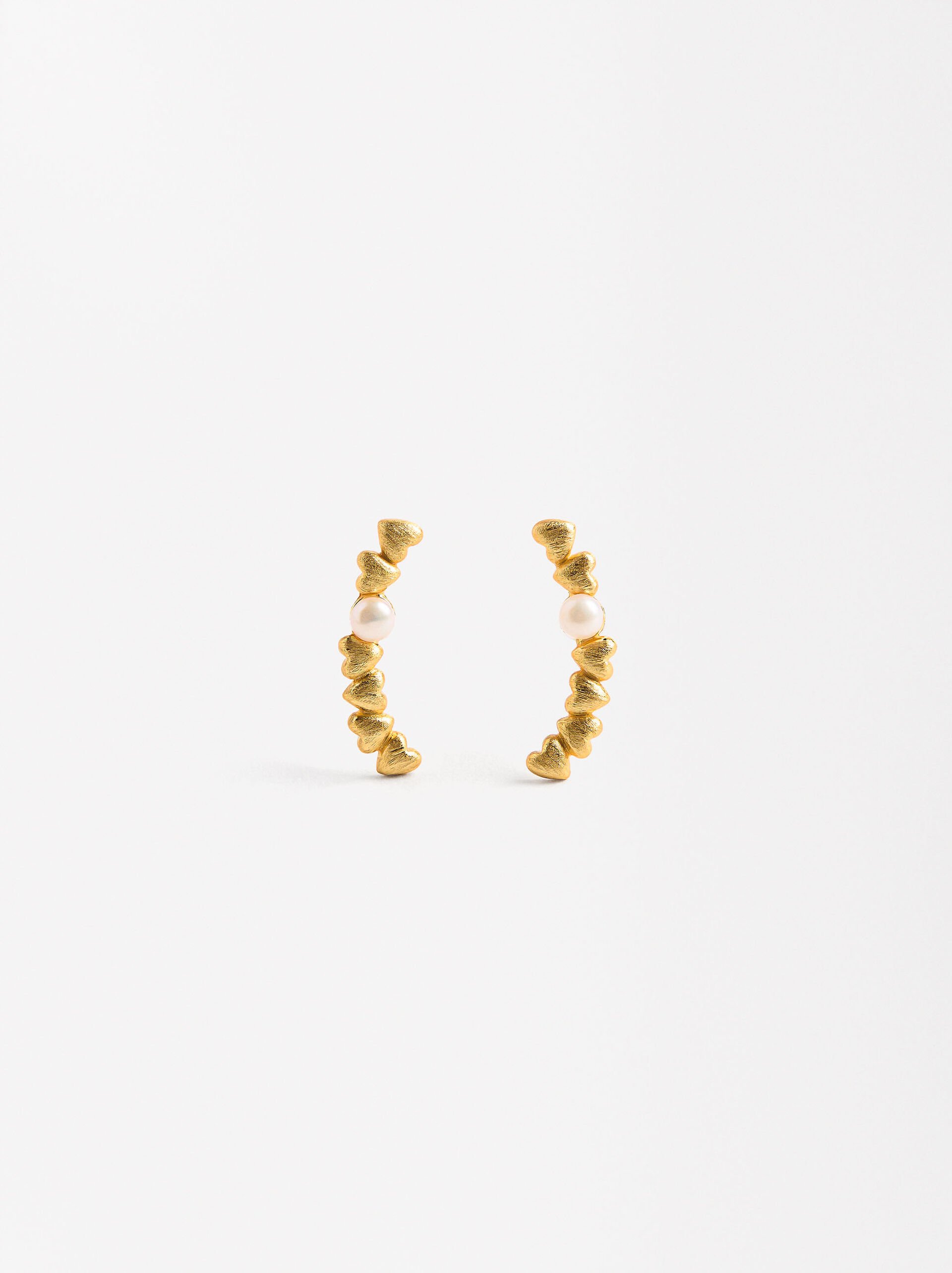 Boucles d'oreilles avec cœurs et perles d'eau douce - argent sterling 925 image number 1.0