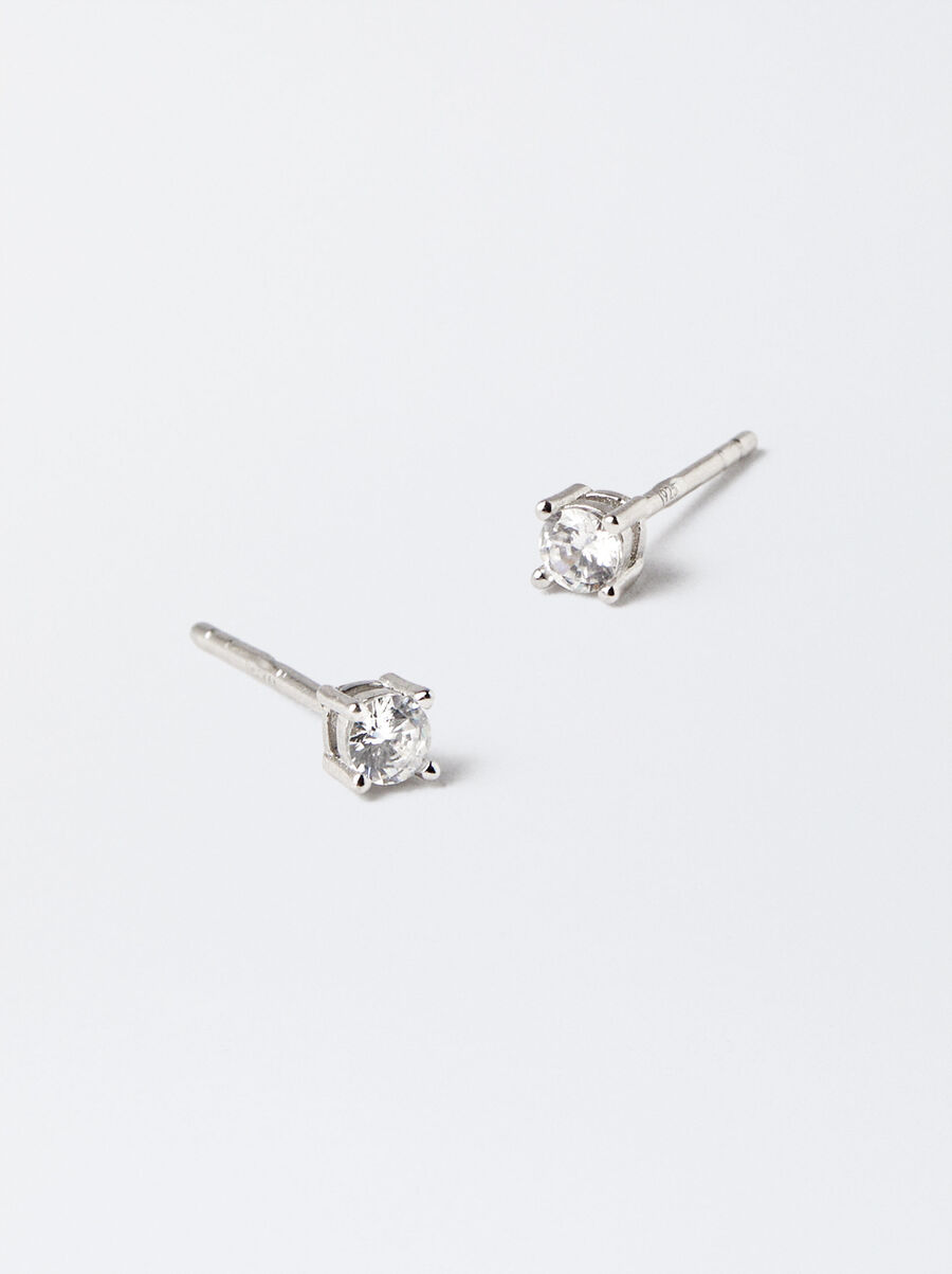 Boucles d’oreilles courtes en argent 925 avec zircone