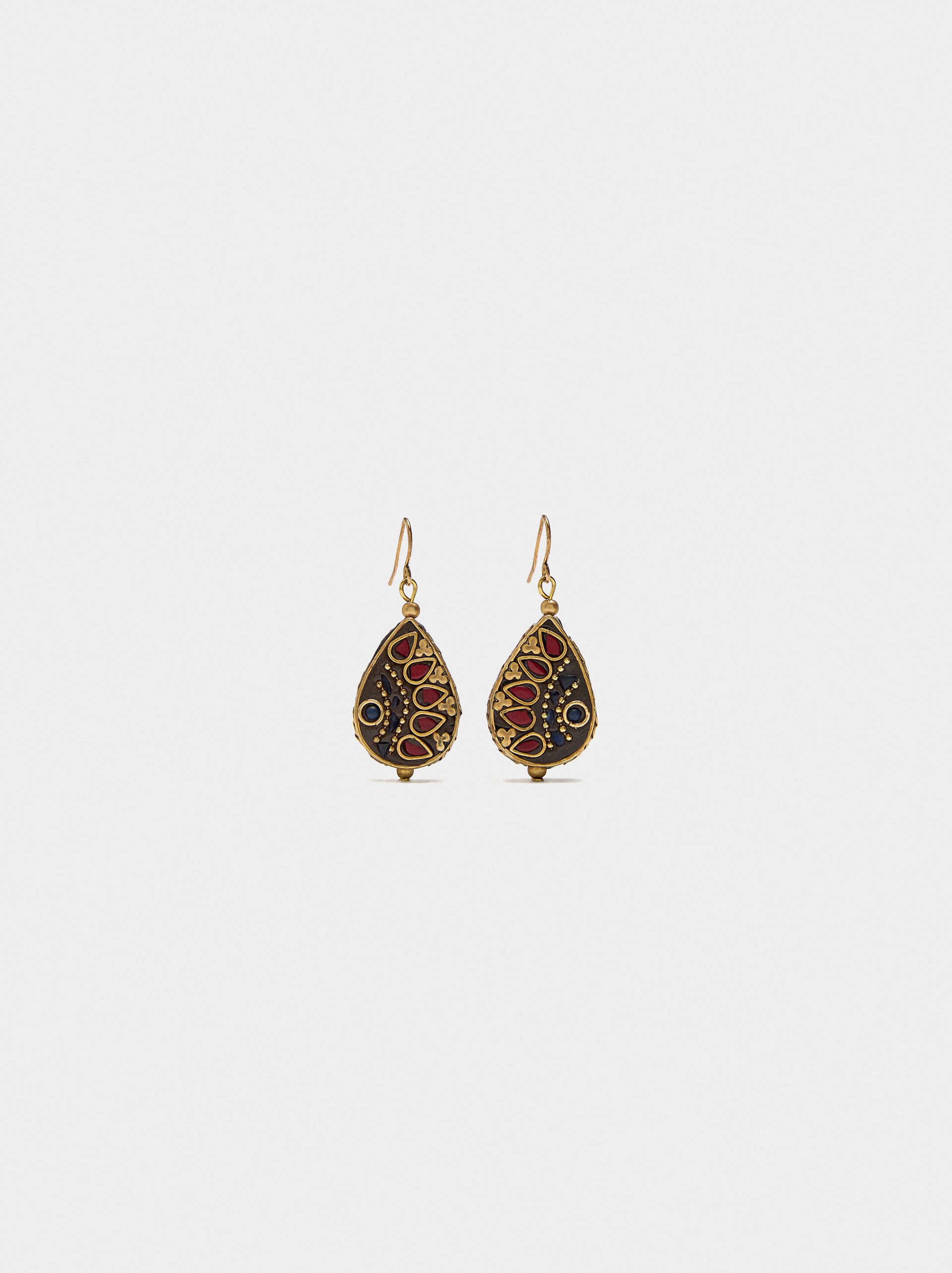 Pendientes ovalados con detalles de color image number 0.0
