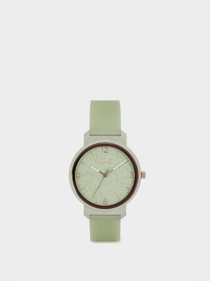 Watch With Silicone Wristband, Green, hi-res