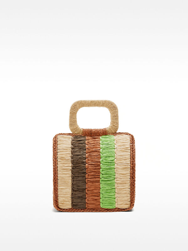 Multicolor tote bag with straw effect