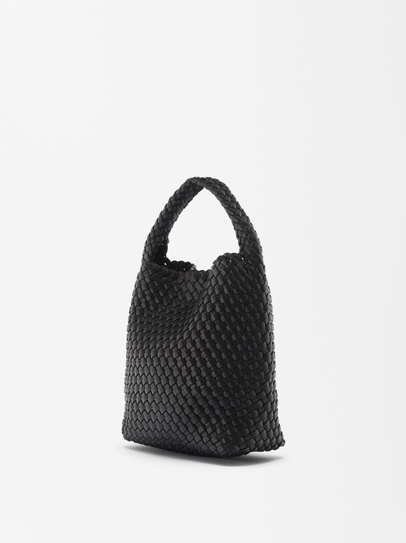 Interlaced Handbag , Black, hi-res