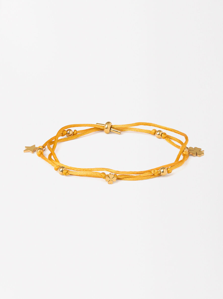 Adjustable bracelet with charms - stainless steel