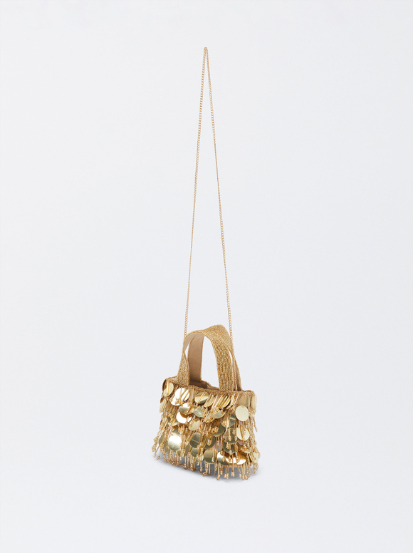 Party Handbag With Sequins, Golden, hi-res