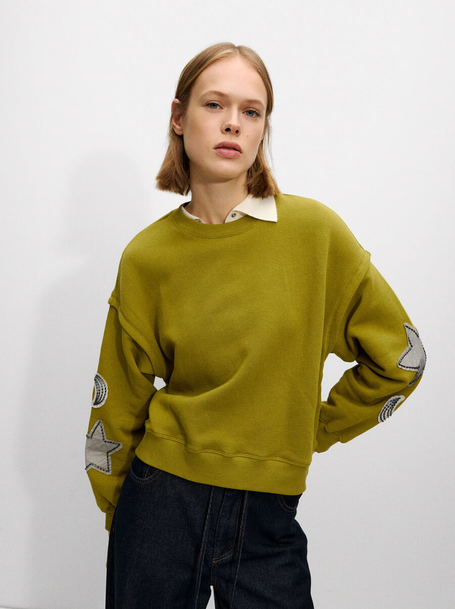 Sweat en coton broderie et perles