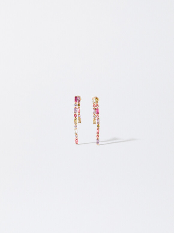 Earrings With Multicolor Crystals, Multicolor, hi-res