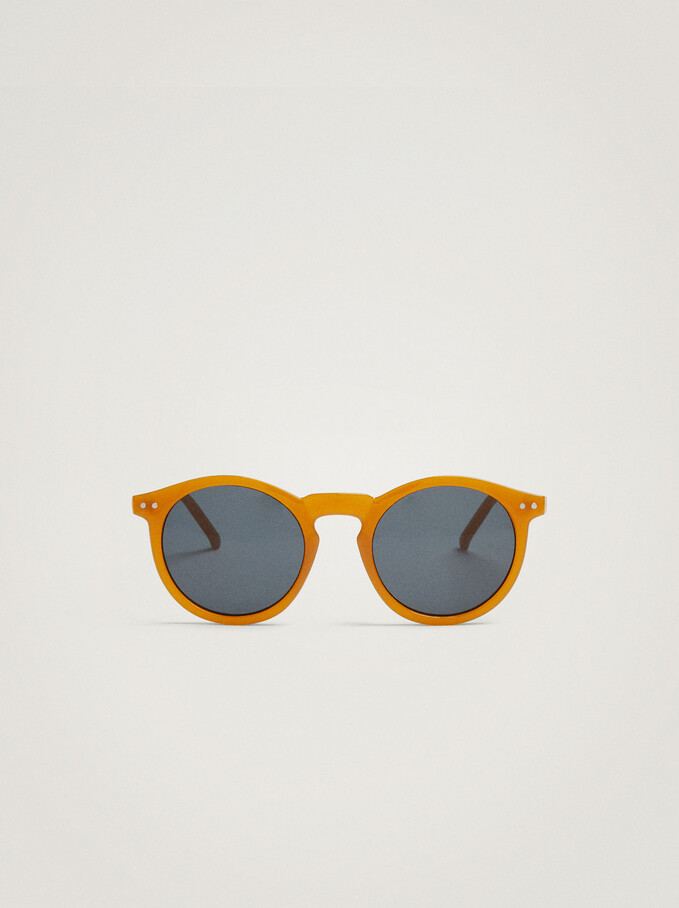 Oval Frame Sunglasses, Mustard, hi-res