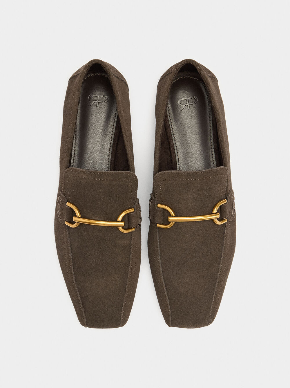 Leather moccasins with metallic detail