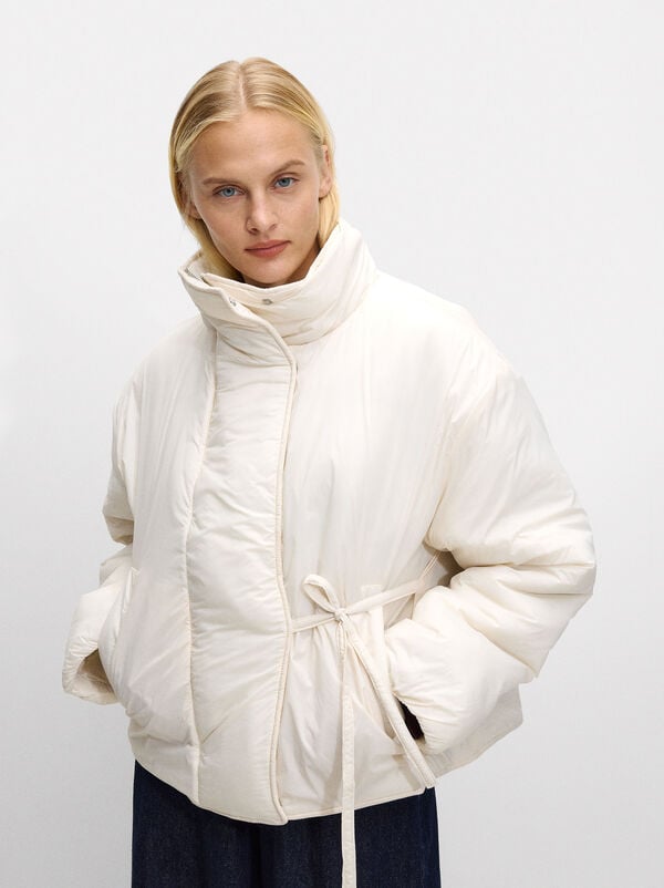 Quilted jacket with high collar