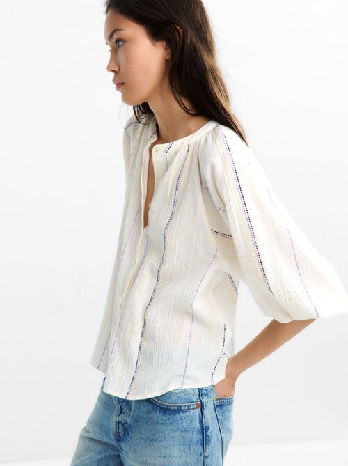 Camicia con cuciture multicolore 100% cotone