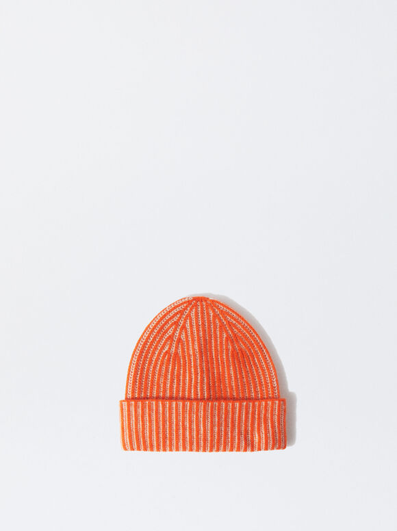 100% Cashmere Winter Cap, Orange, hi-res