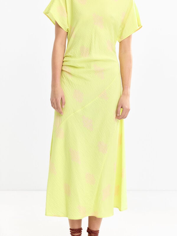 Draped printed midi dress
