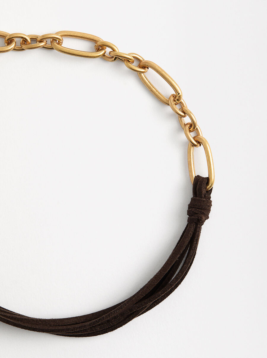 Shoe bracelet with leather cord