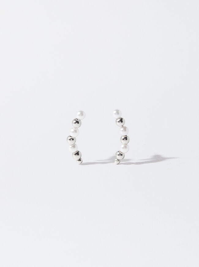 Silver Earrings With Pearls image number 1.0