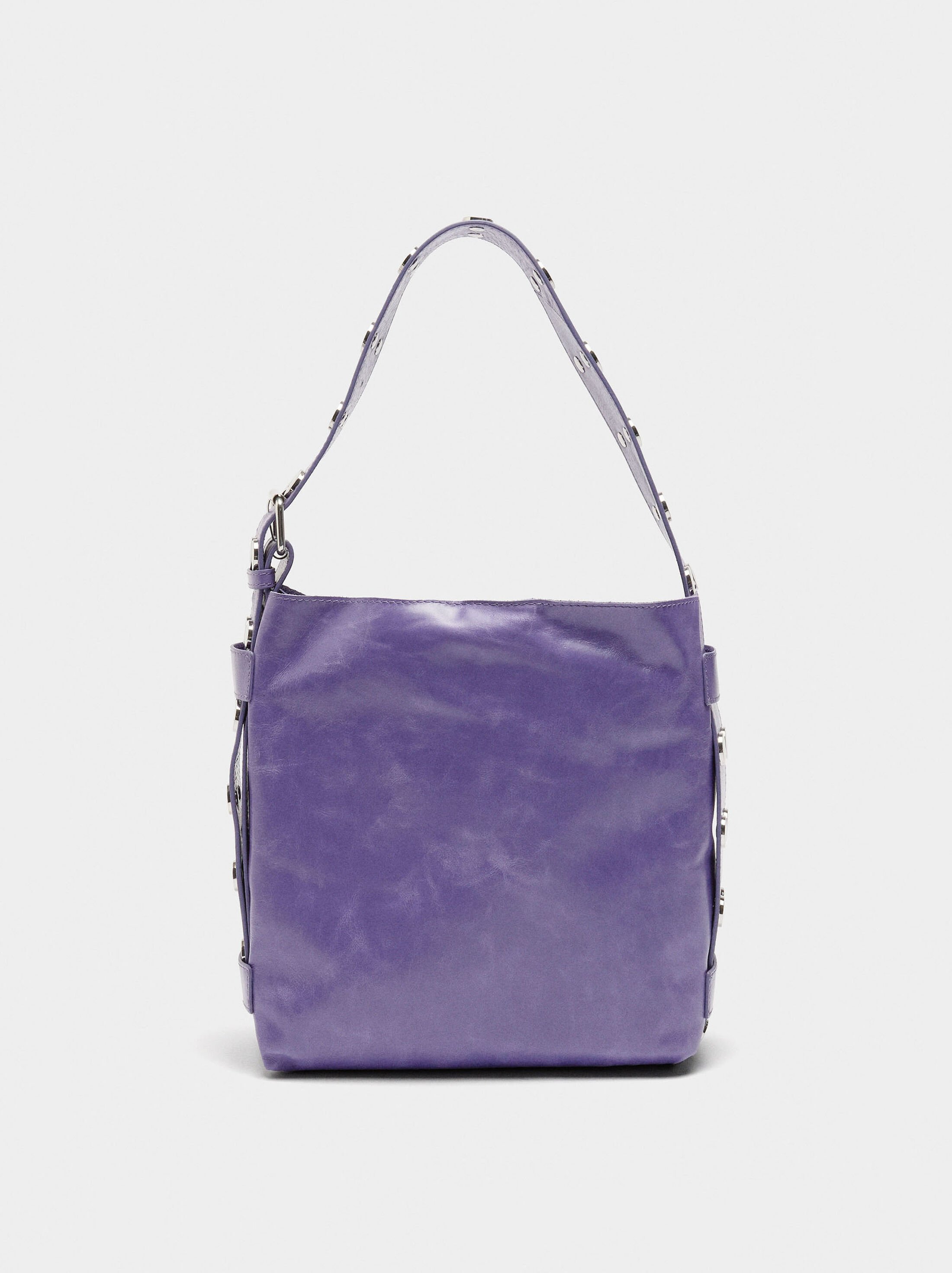 Leather shoulder bag with studs image number 7.0