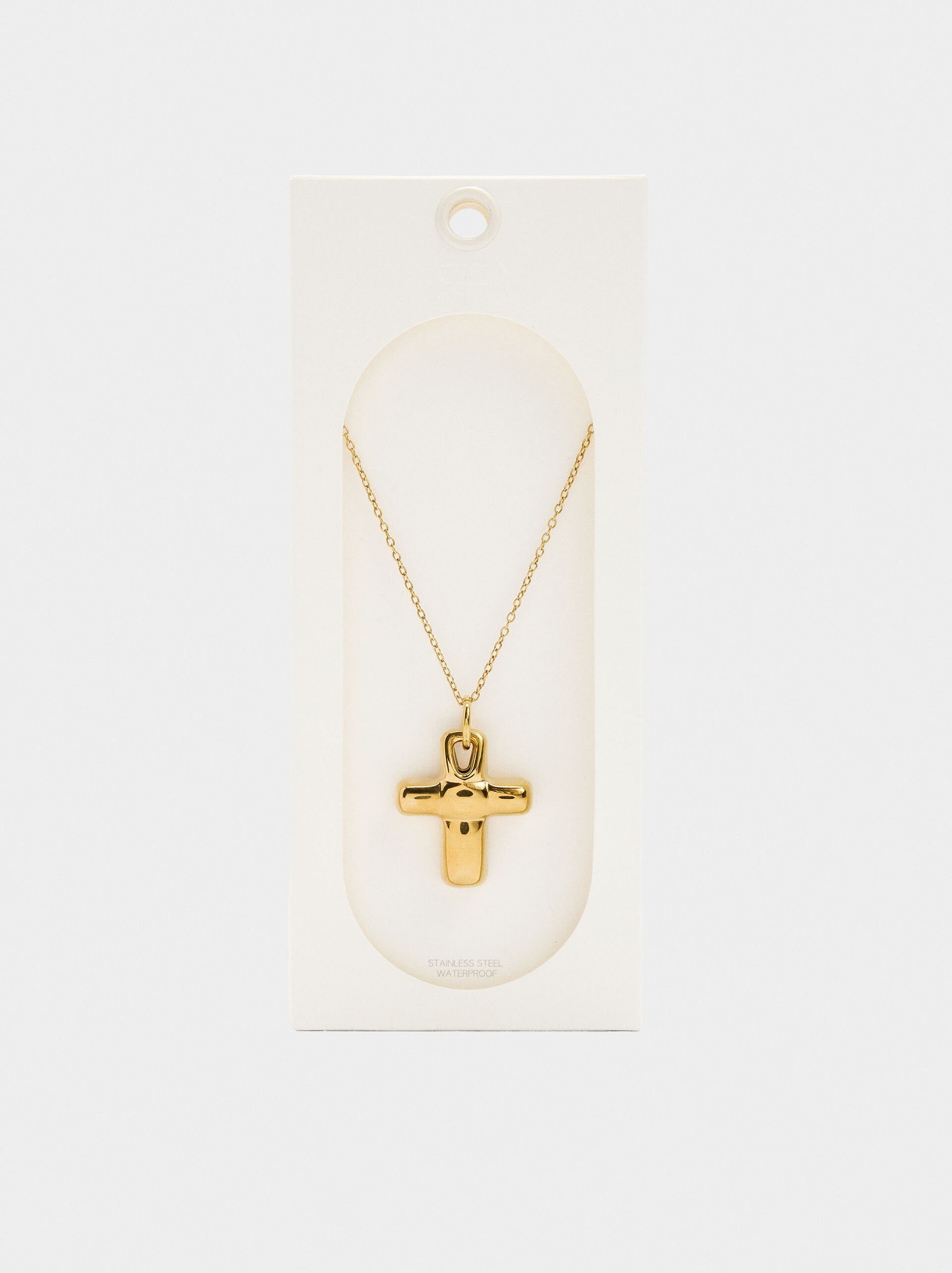 Necklace with cross pendant - stainless steel image number 3.0