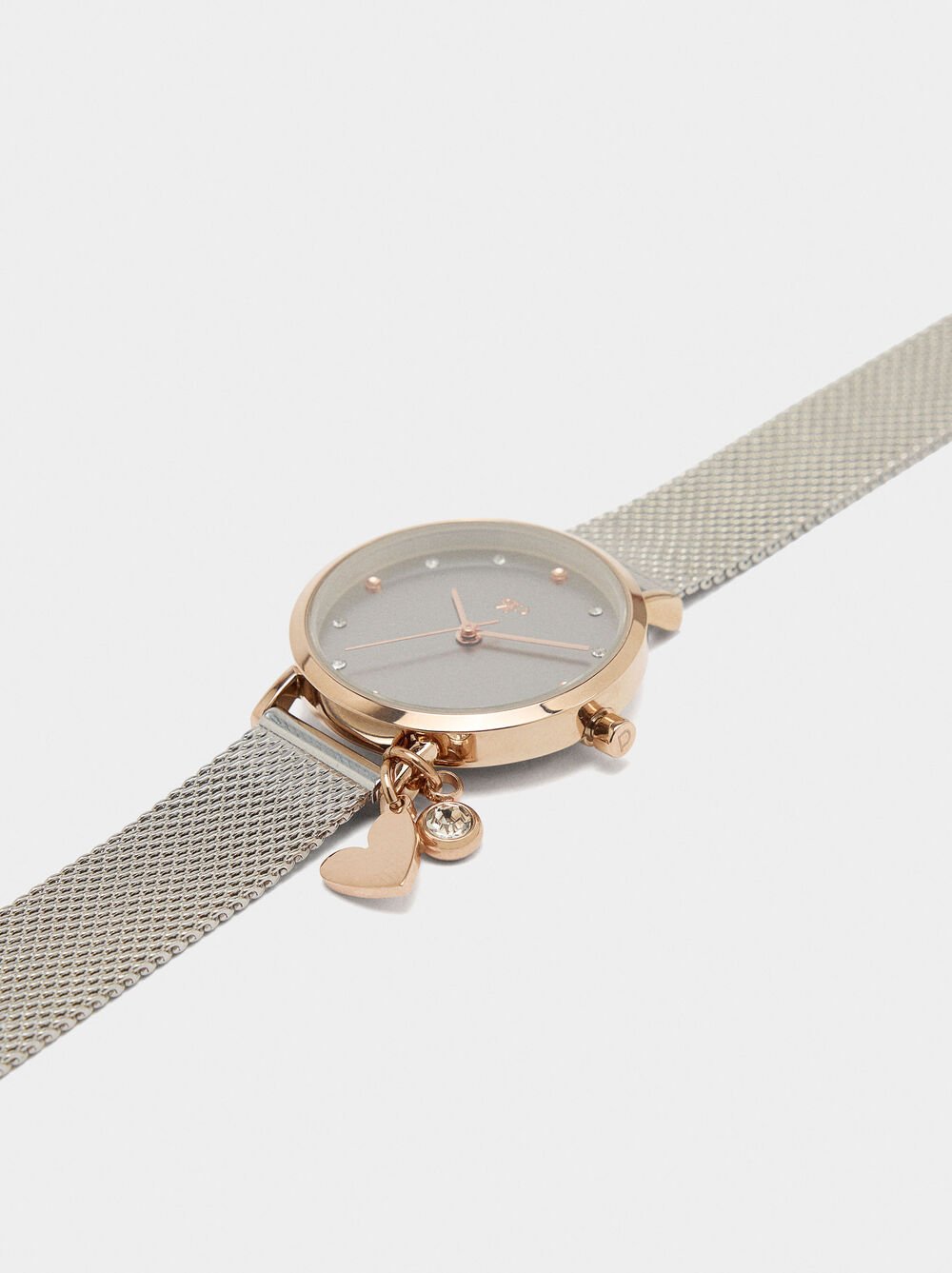 Bicolor watch with stainless steel bracelet with charm