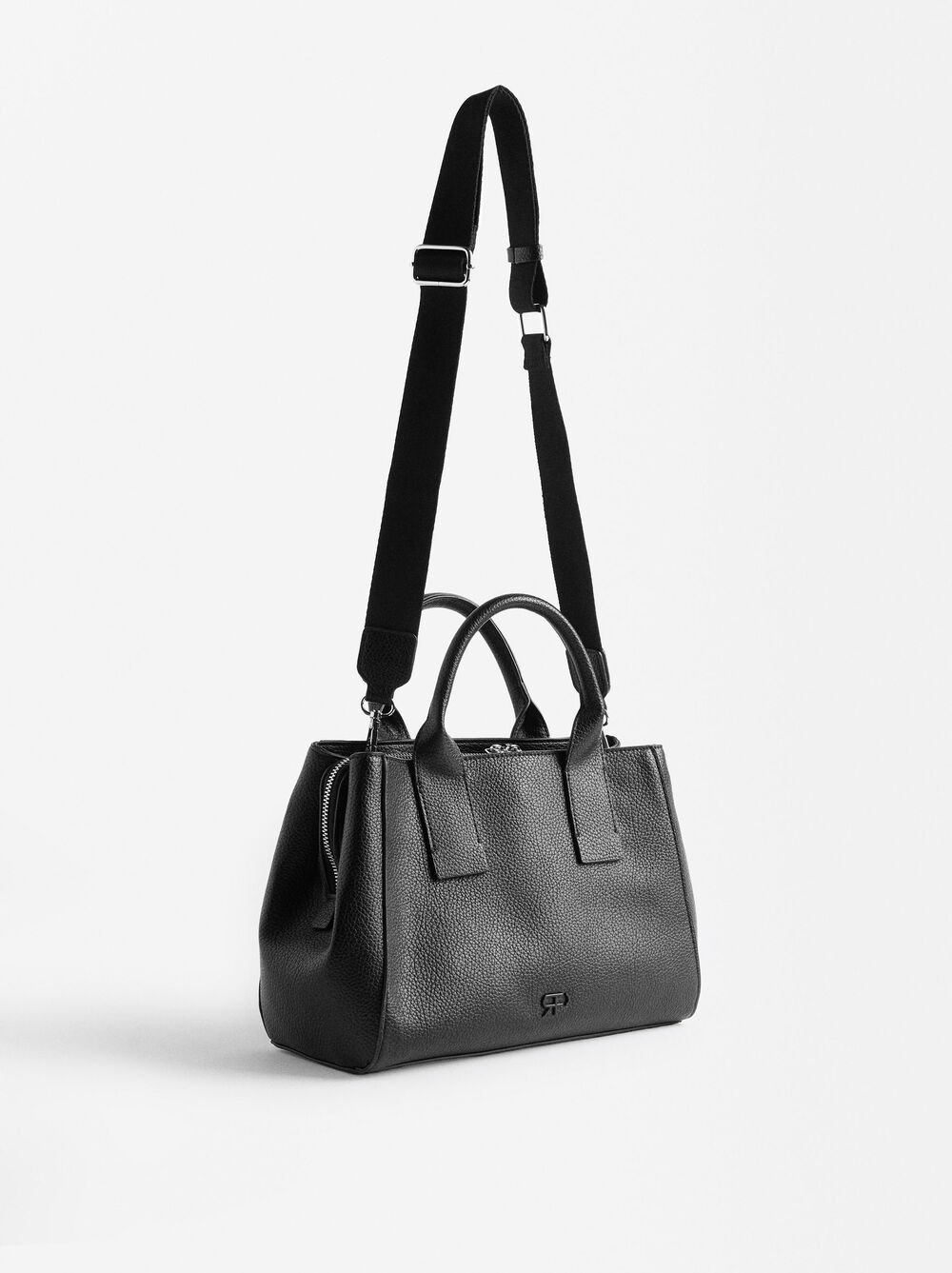 Textured tote bag with shoulder strap